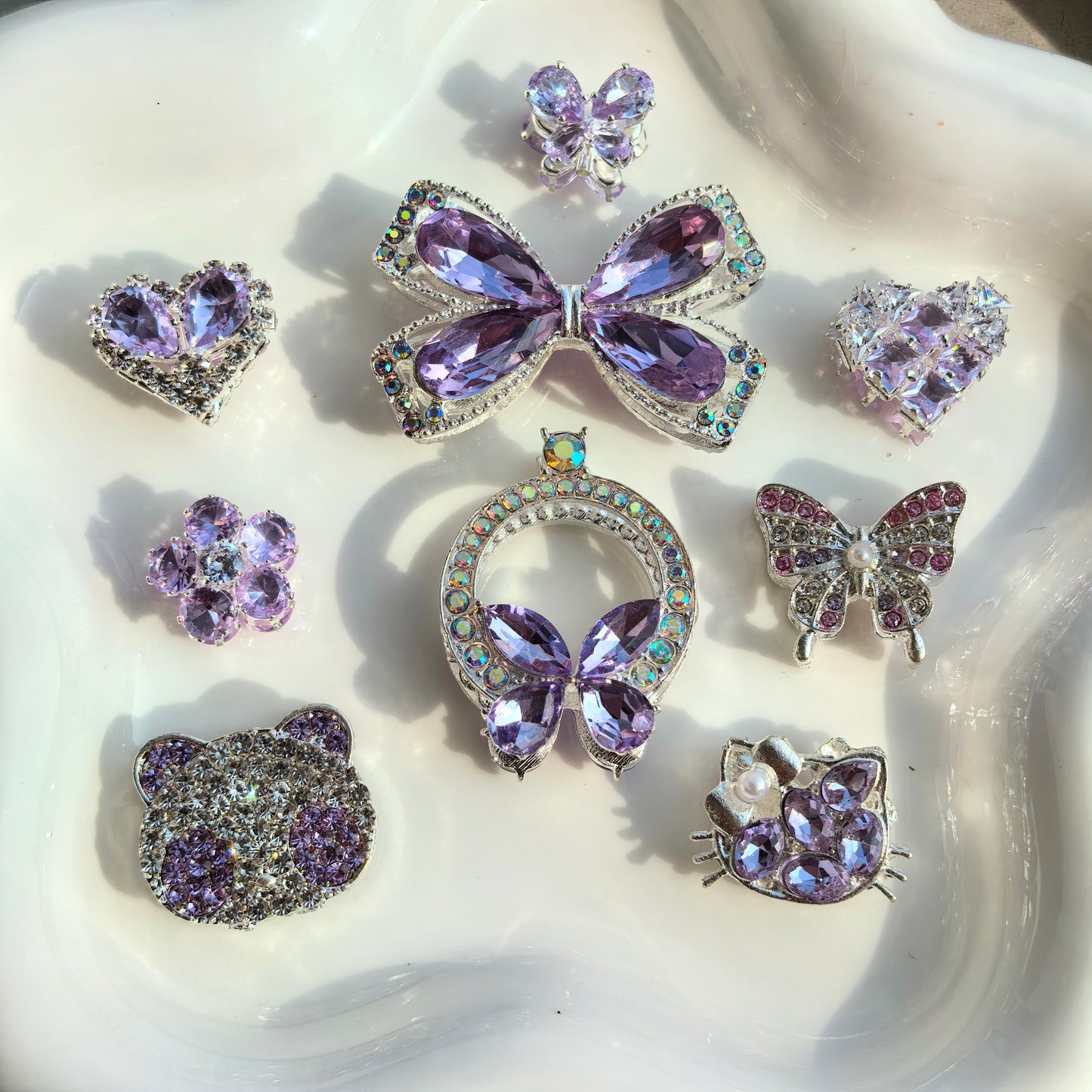 Sparkling Zircon Rhinestone Metal Charms 10pcs