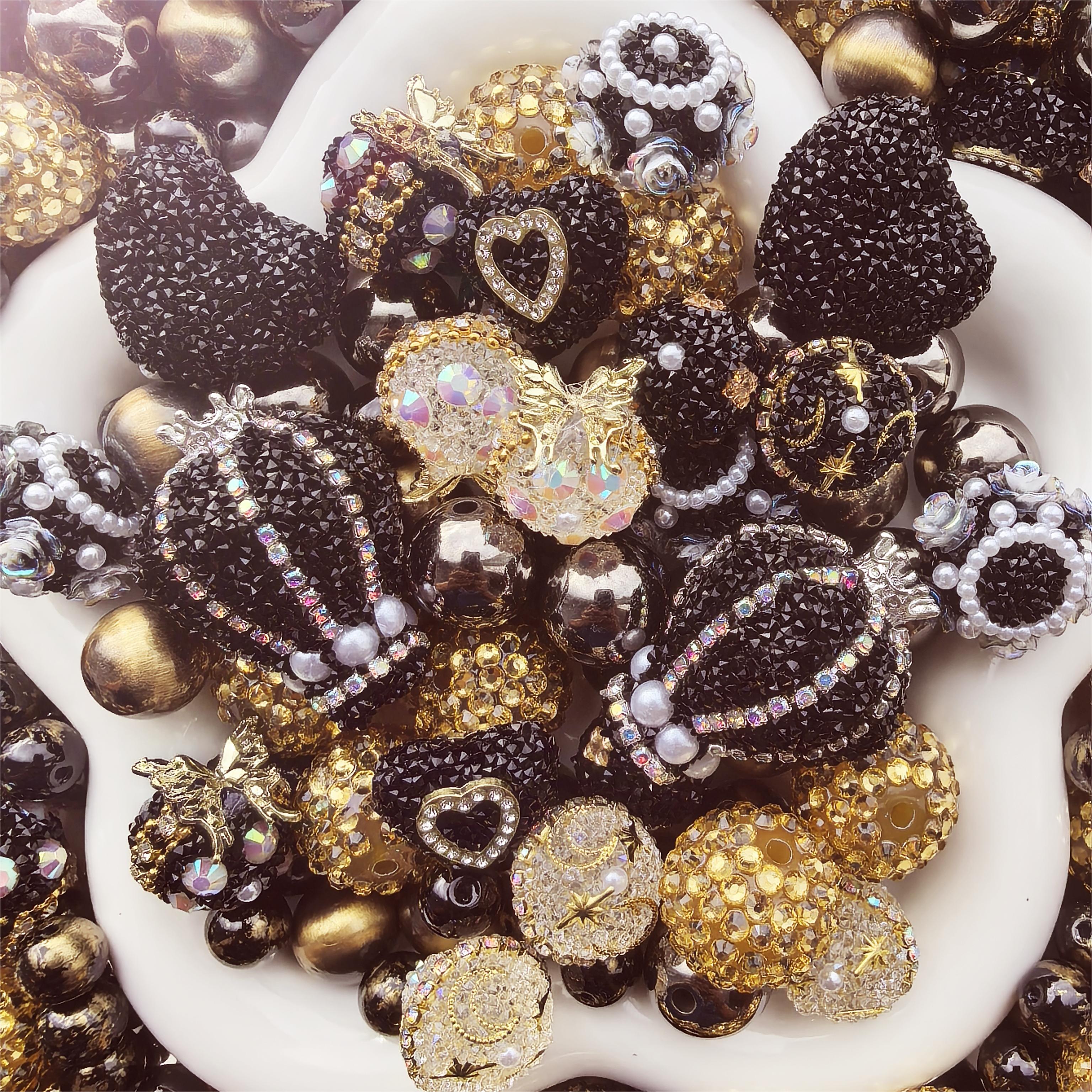 【NEW】【For Hanger/Key Chain/Jewelry】Live Product-Black Golden Diamond Mix