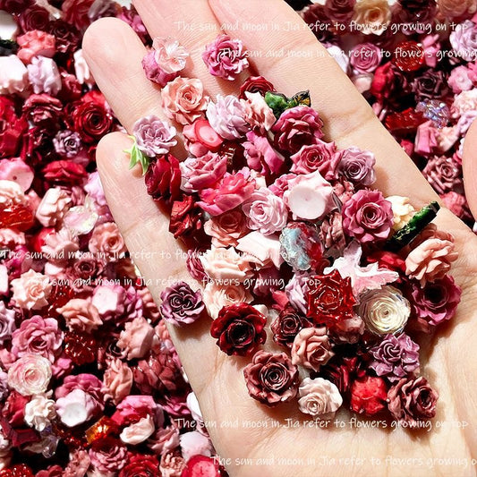 【Offline Packing】Rose Resin Cabochons,Mini 3D Flower Charms for DIY Nail Art,Jewelry Making & Craft Supplipes 100pcs