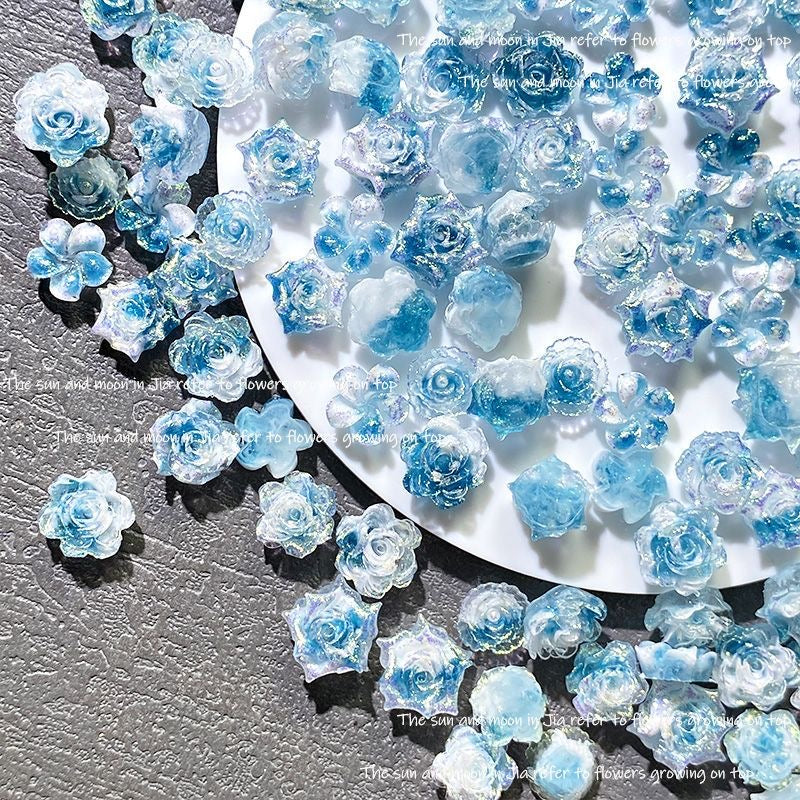 【Offline Packing】Rose Resin Cabochons,Mini 3D Flower Charms for DIY Nail Art,Jewelry Making & Craft Supplipes 100pcs