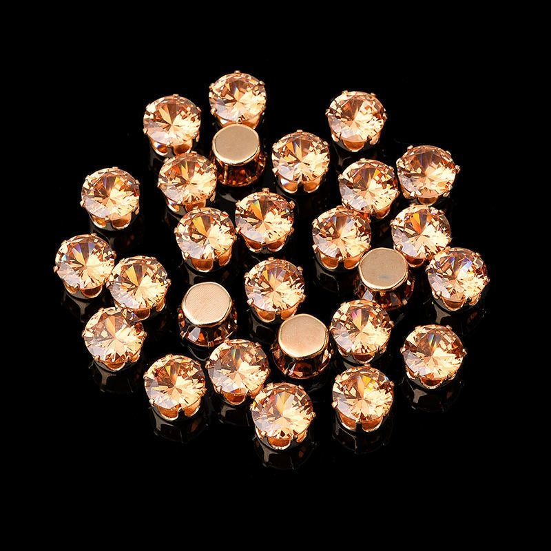 【Offline packing】8mm Round Cubic Zirconia  Setting Rhinestones for DIY Jewelry Making, Bracelet Necklace Crafts Supplies
