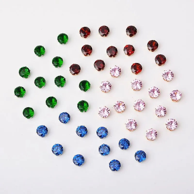 【Offline packing】8mm Round Cubic Zirconia  Setting Rhinestones for DIY Jewelry Making, Bracelet Necklace Crafts Supplies
