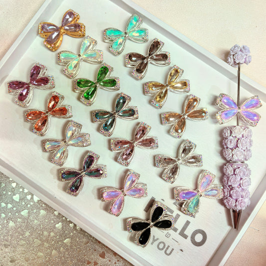 Zircon Rhinestone Bow Metal Charms