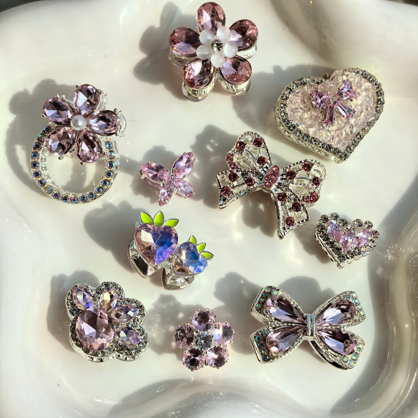 Sparkling Zircon Rhinestone Metal Charms 10pcs