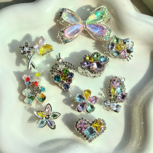 Sparkling Zircon Rhinestone Metal Charms 10pcs