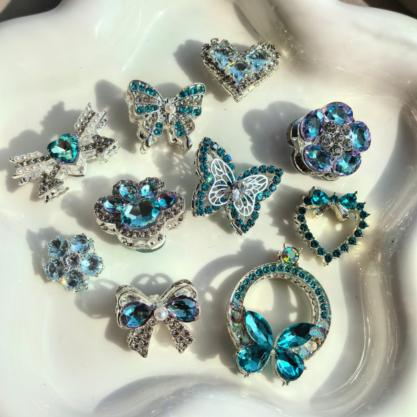 Sparkling Zircon Rhinestone Metal Charms 10pcs