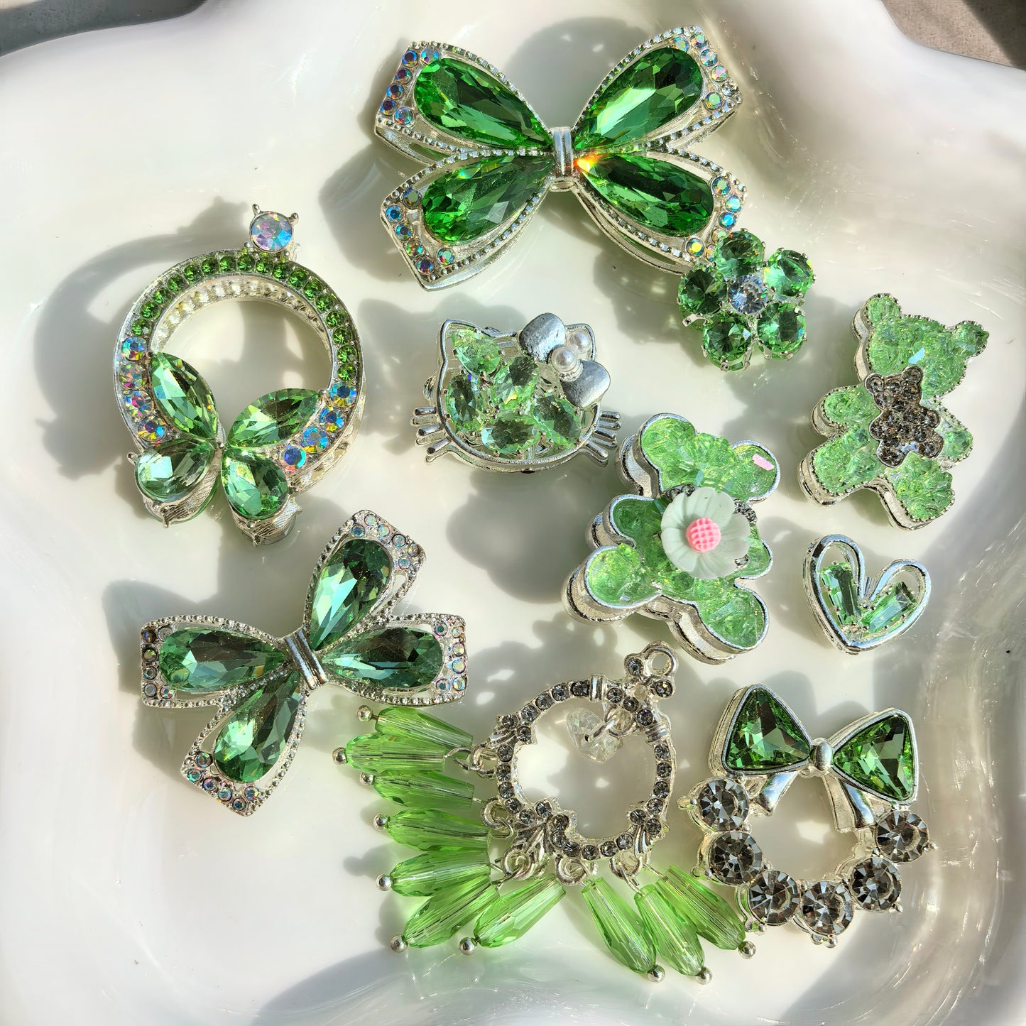 Sparkling Zircon Rhinestone Metal Charms 10pcs