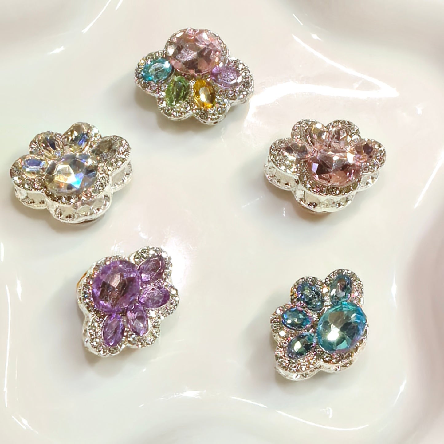 Crystal Cat Paw Through‑Hole Charms